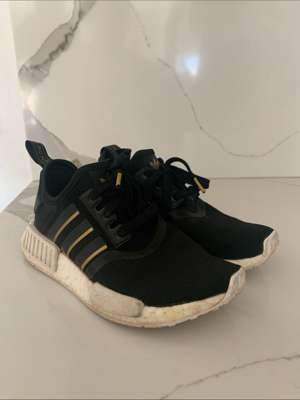 adidas Black Sneakers with Gold Stripes